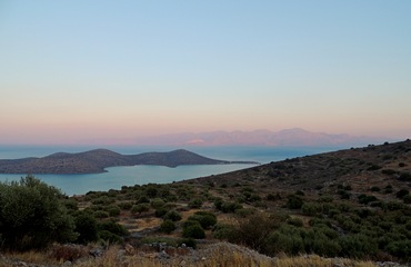 View to sunset in Elounda Crete, Greece