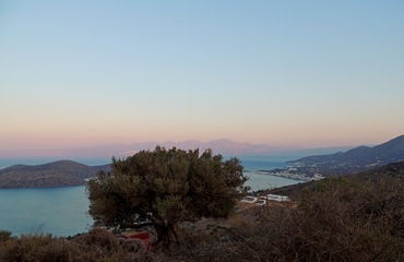 View to sunset in Elounda Crete, Greece