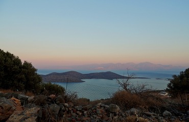 View to sunset in Elounda Crete, Greece