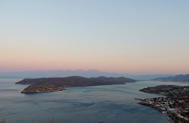 View to sunset in Elounda Crete, Greece